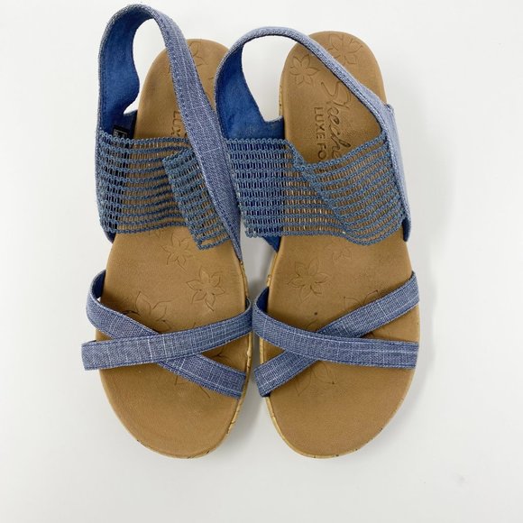 Skechers Luxe Foam Wedge Sandal Size 7 - Picture 5 of 9